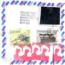 Gilline Tran, Canada. Timbres et encres sur papier