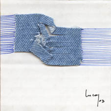 Henri Lucas, tissu , stylo et collage