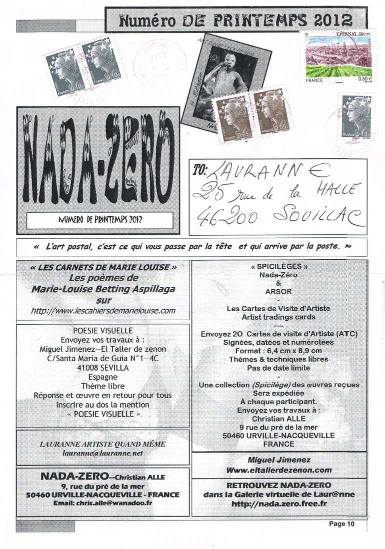 Art postal : Nada Zro page 10